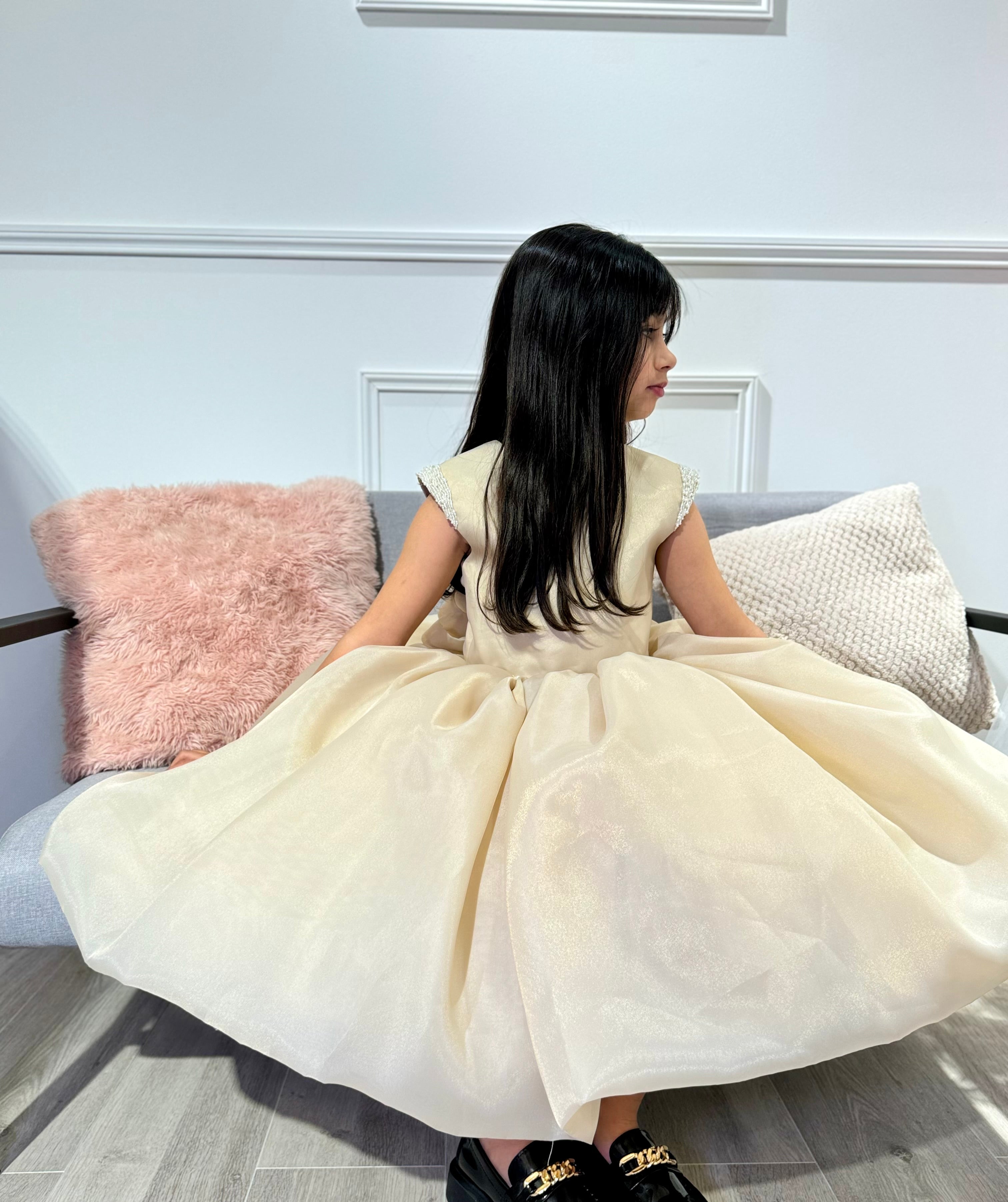 Emy - Robe en mousseline et perles