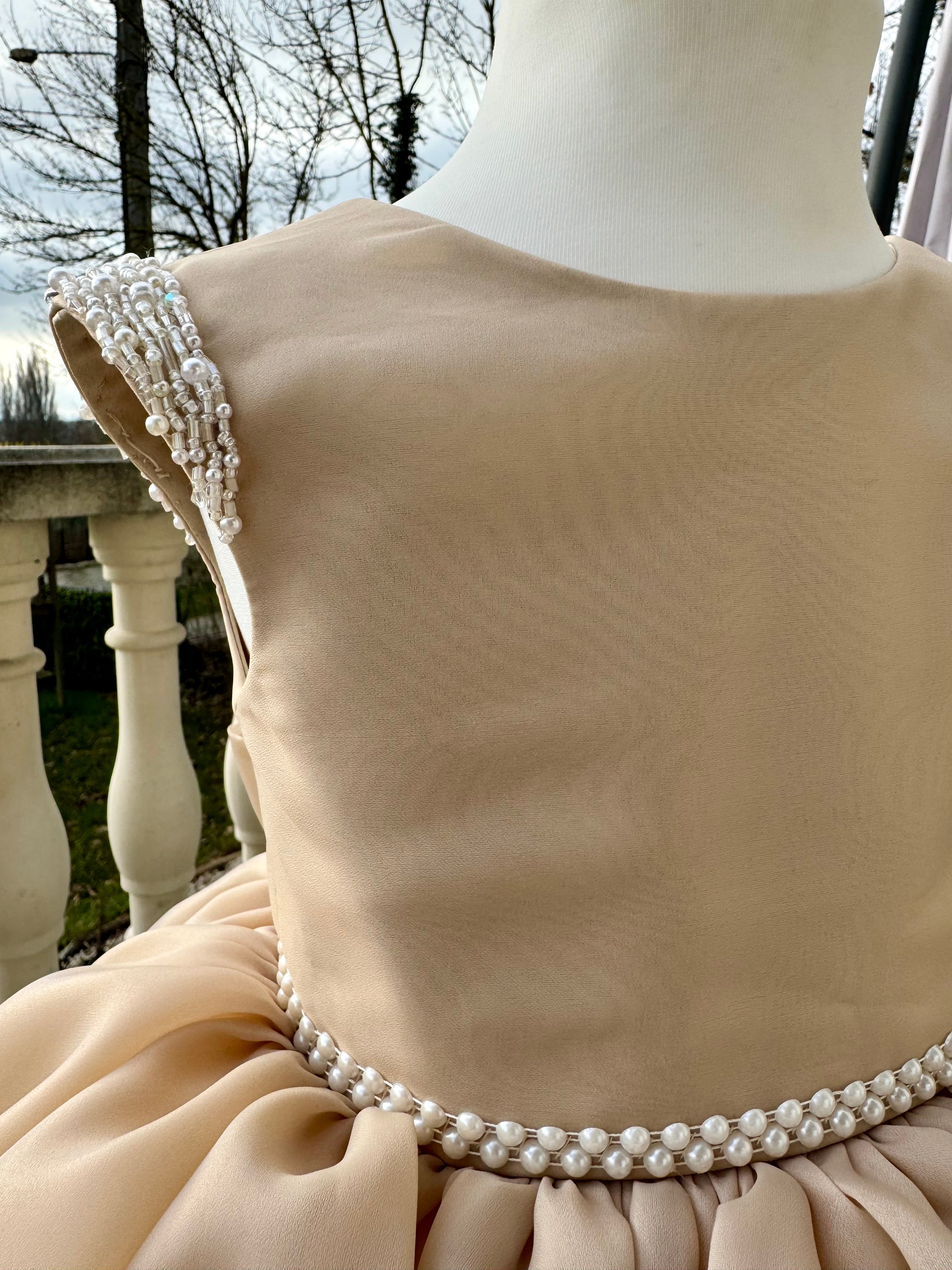 Emy - Robe en mousseline et perles