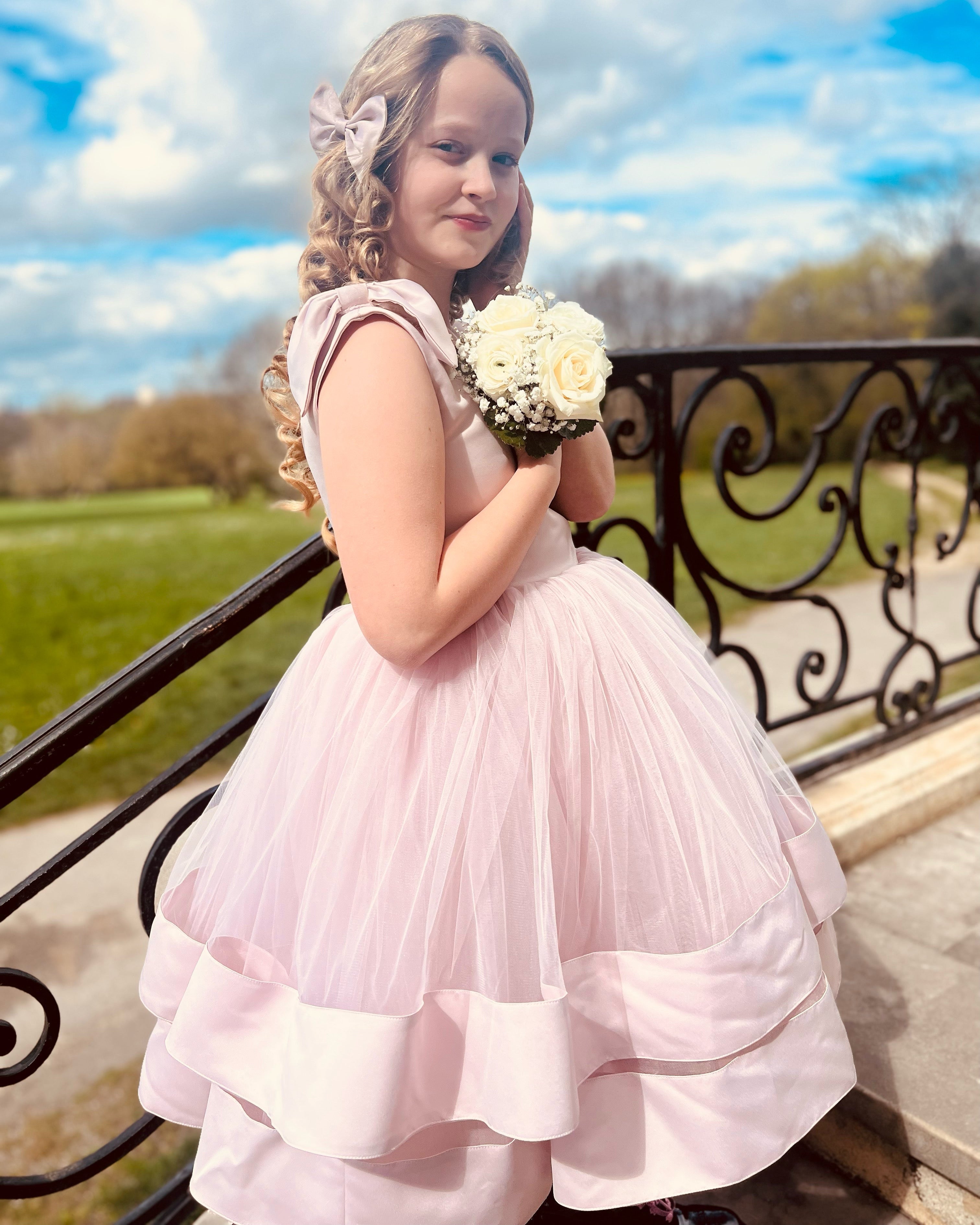 Robe de fille d'honneur en tulle pour enfant (1 à 6 ans)