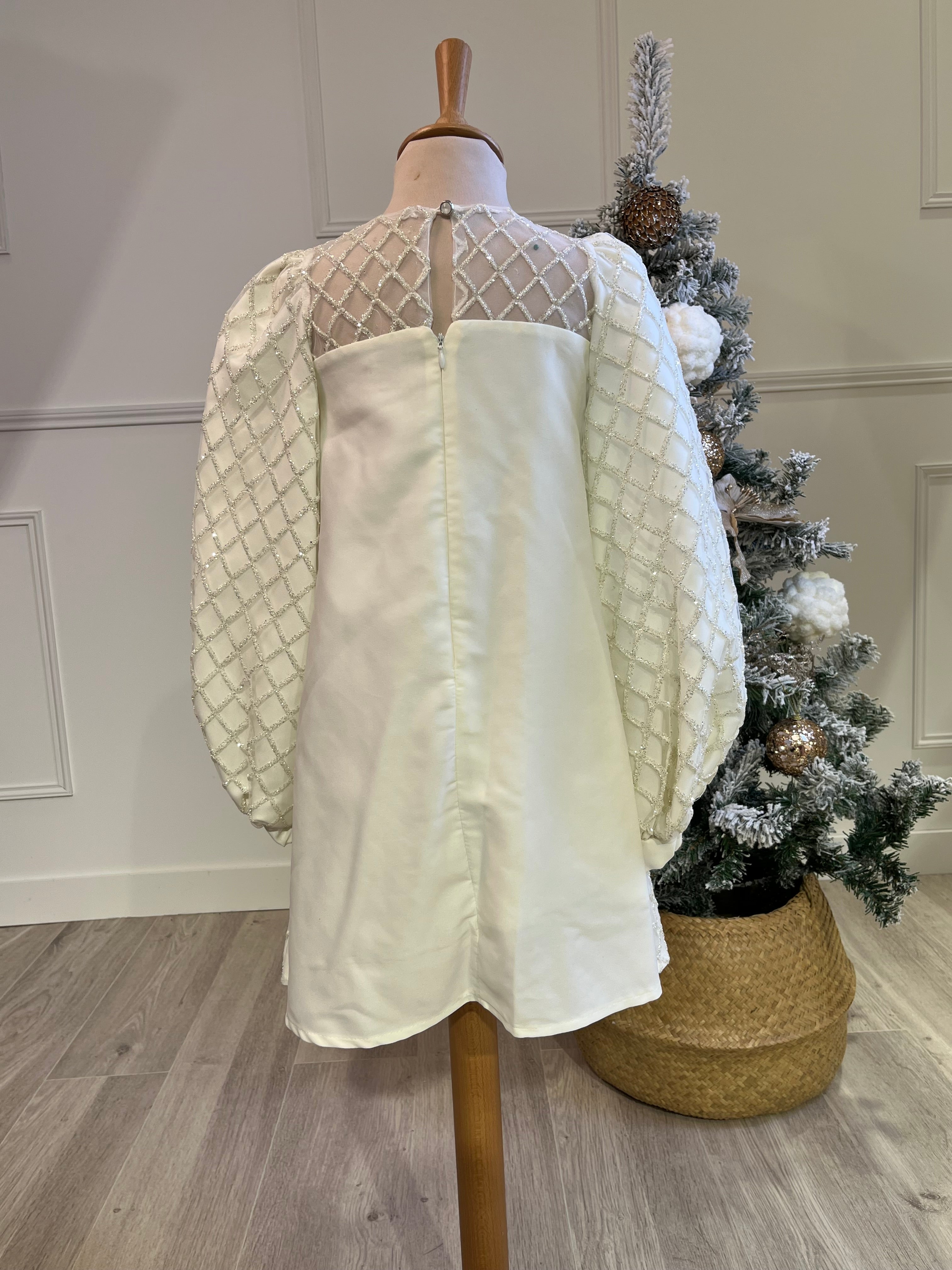 Luna - Robe cadriée blanche pour fille