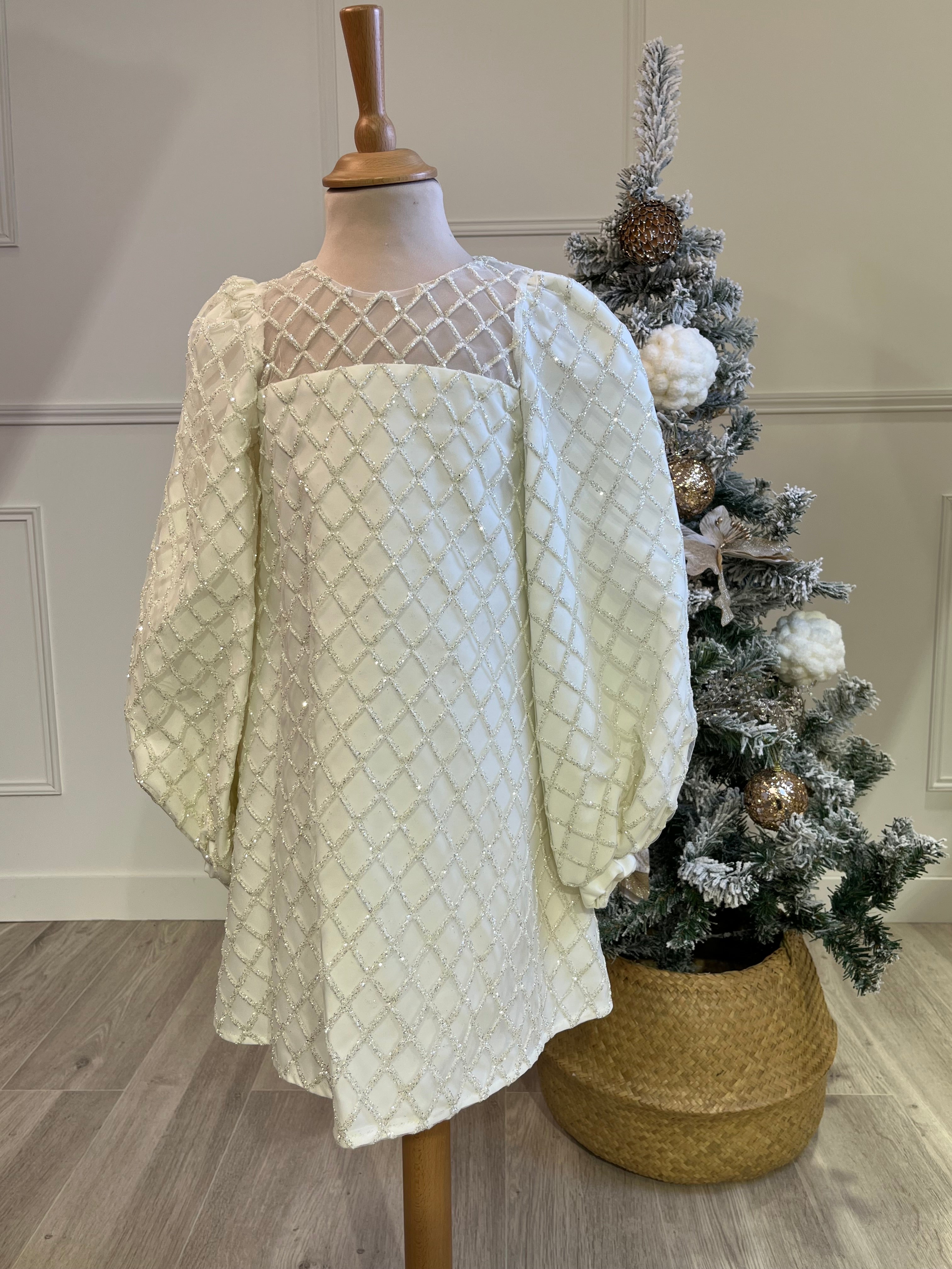 Luna - Robe cadriée blanche pour fille