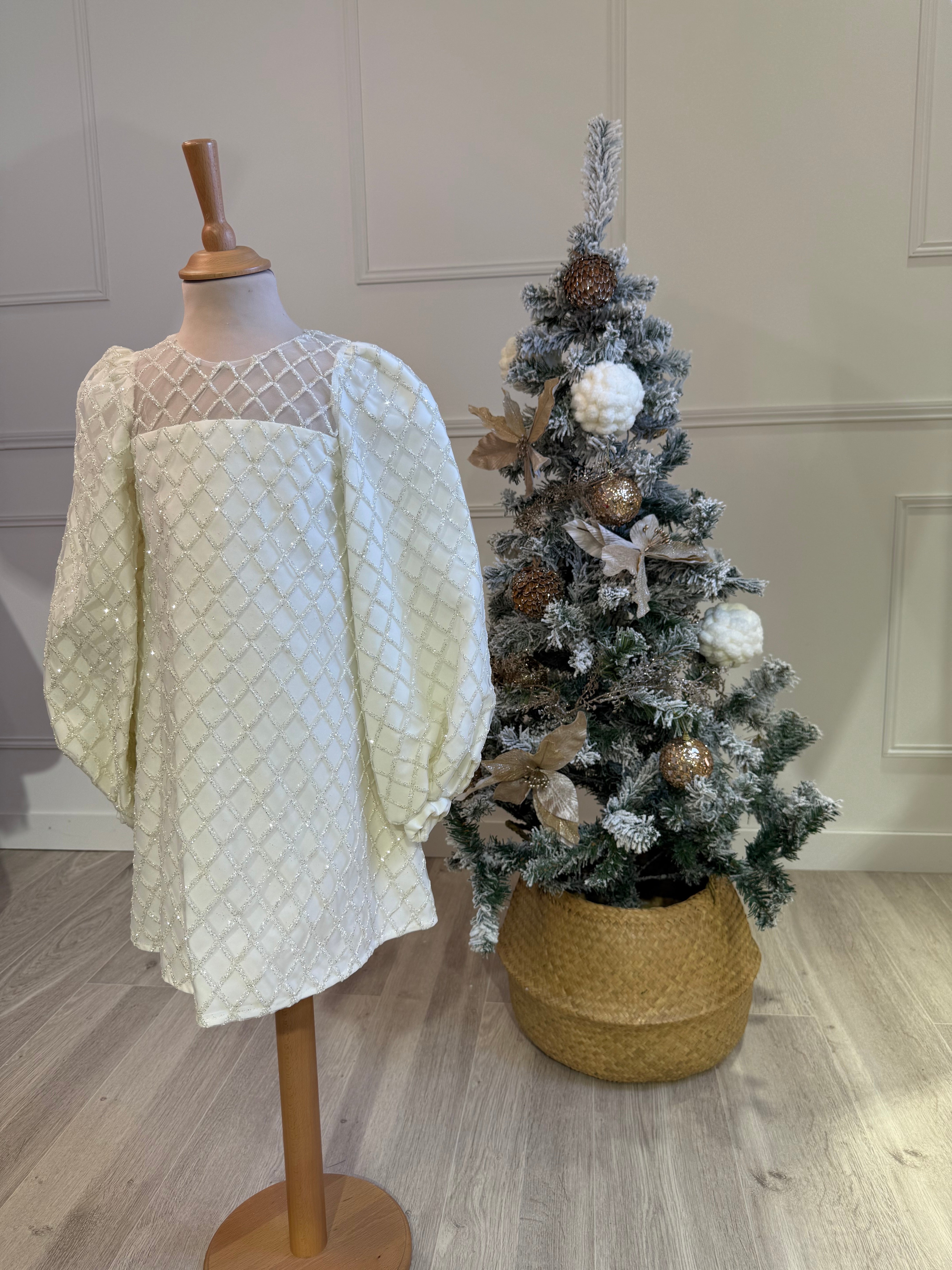 Luna - Robe cadriée blanche pour fille