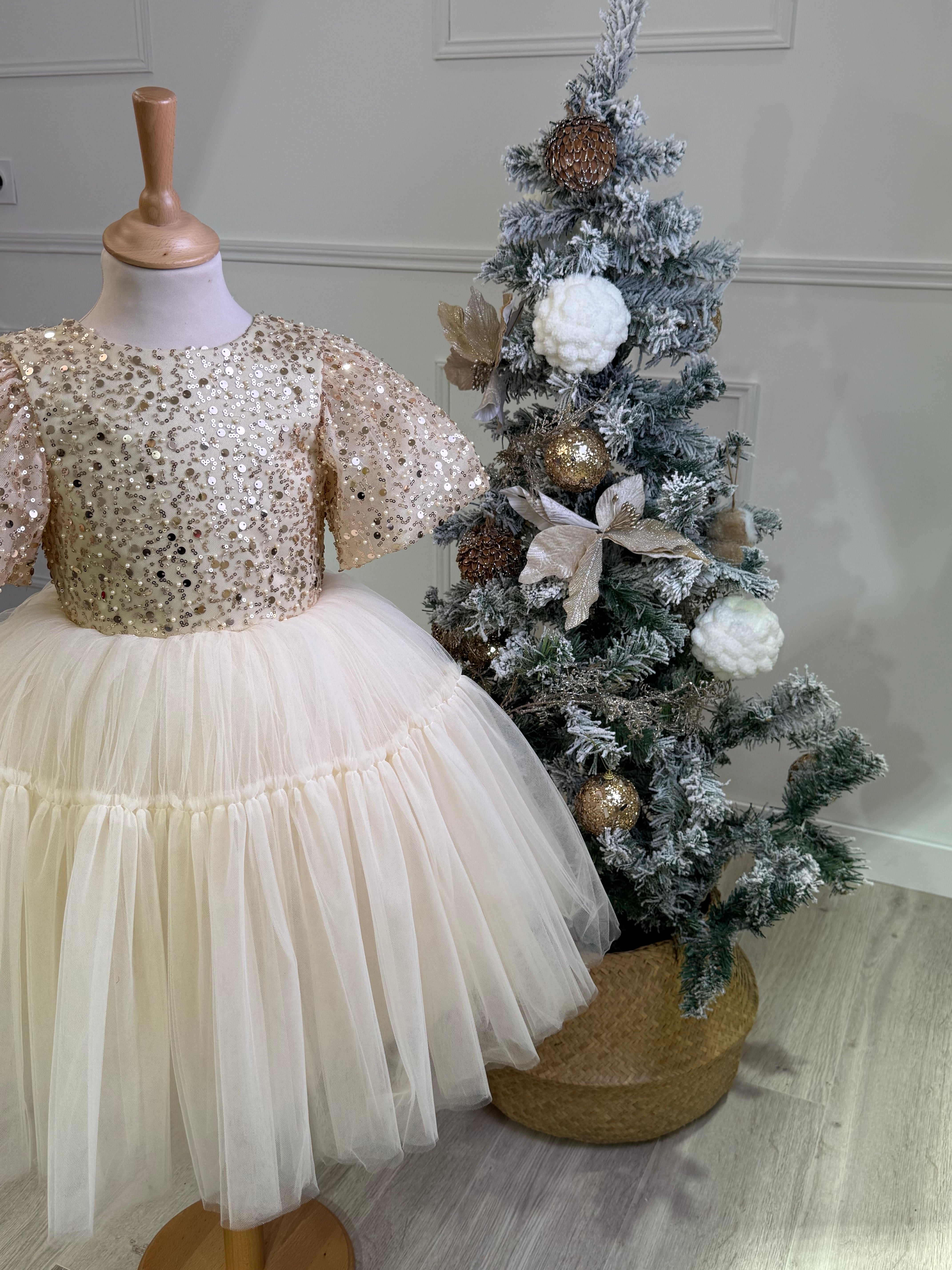 Mia - Robe à sequins avec manches bouffantes pour fille