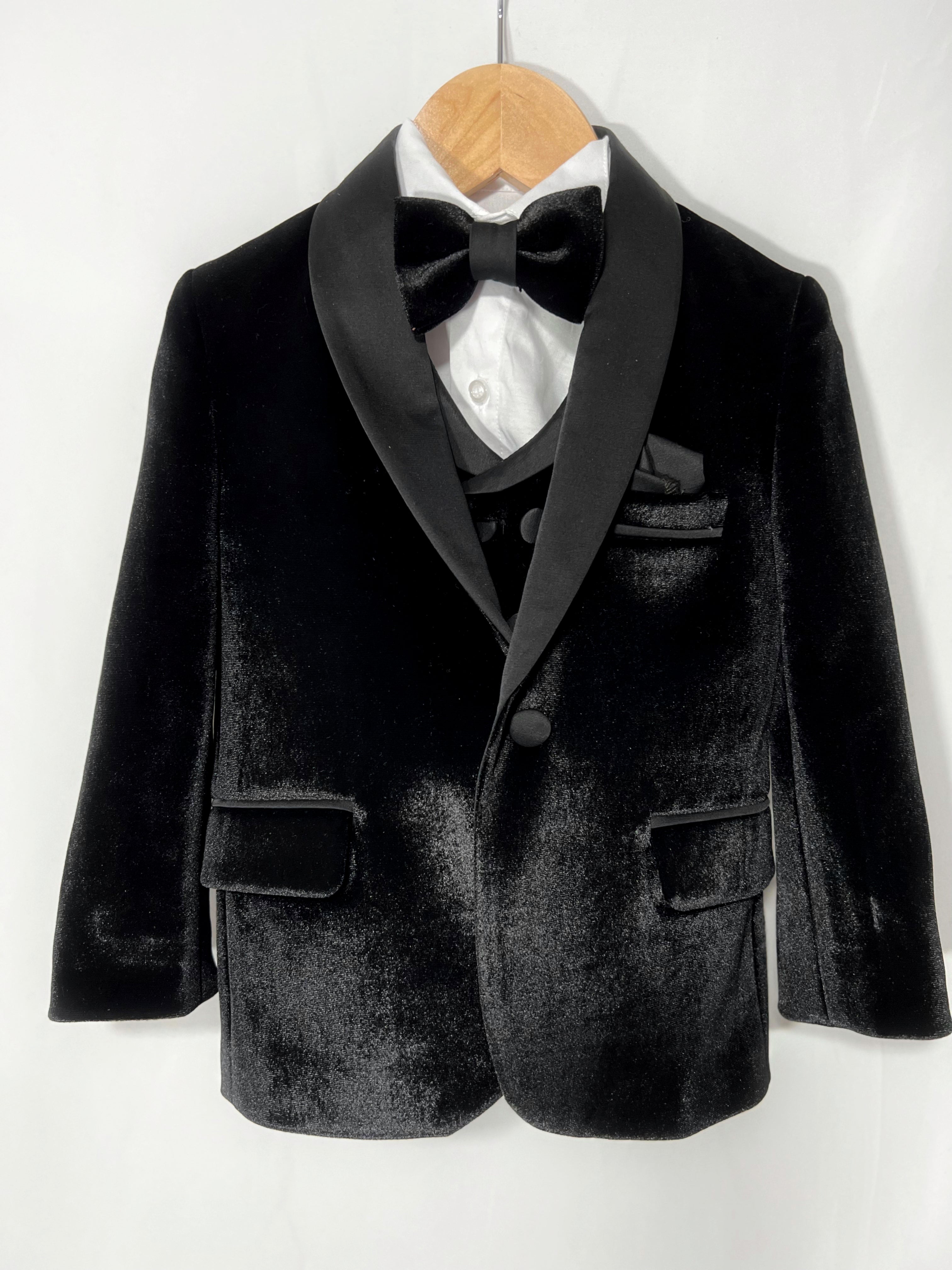 Leandro - Costume 5 pièces en velours noir pour enfant