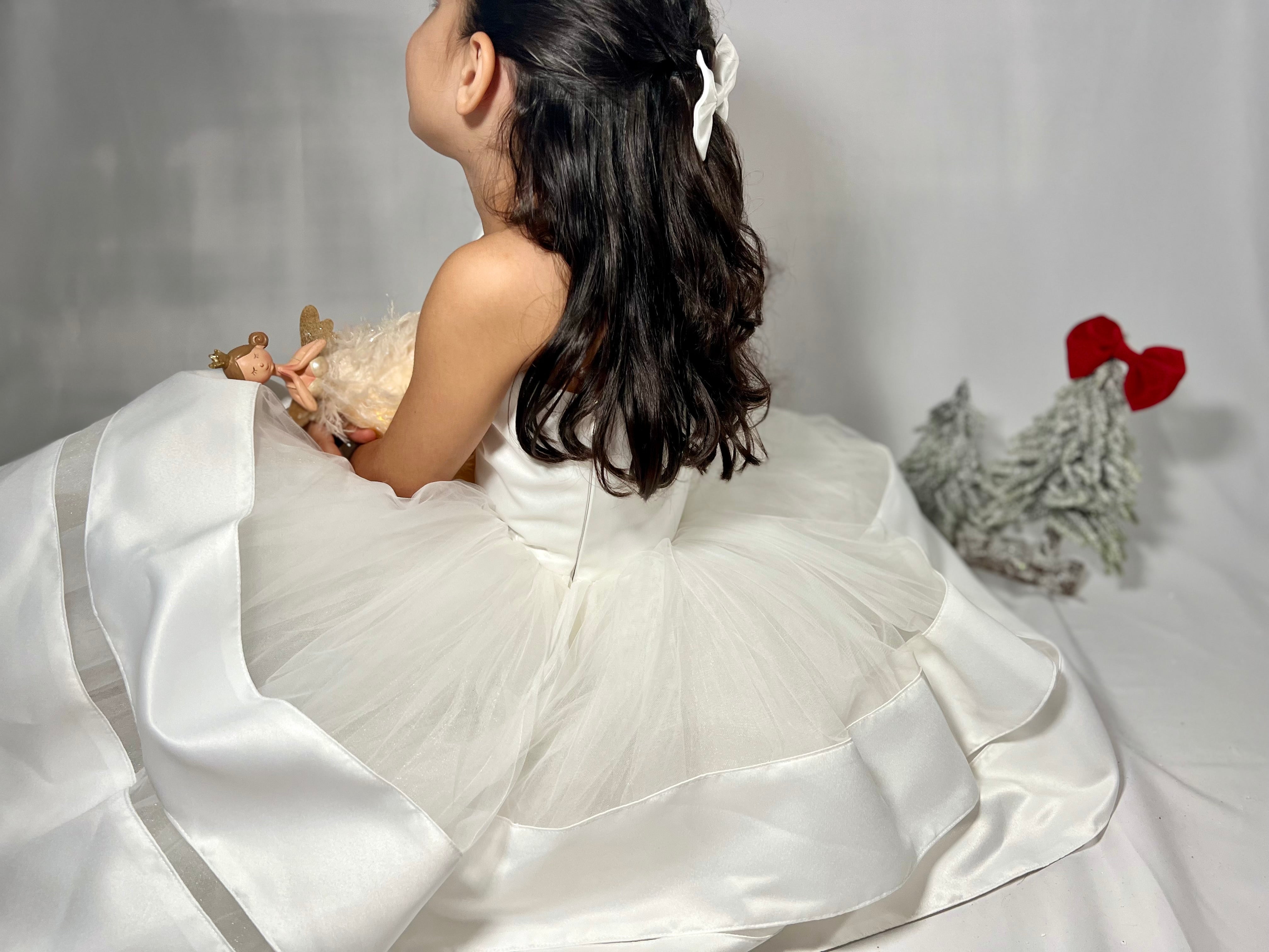Robe de fille d'honneur en tulle pour enfant (1 à 6 ans)