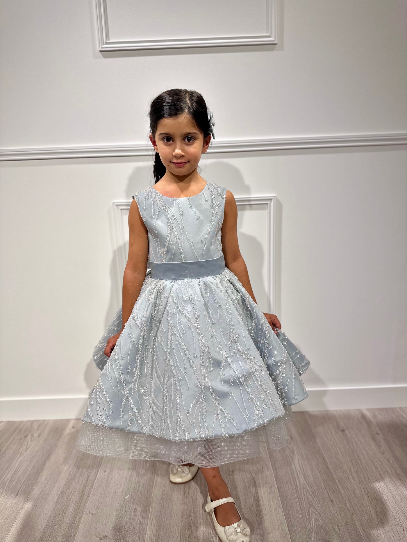 Diamant - Robe prestigieuse de cérémonie pour fille sans manches ornée de perles et de strass