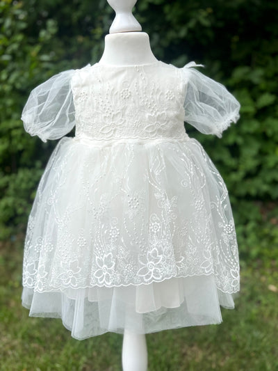 Adria - Robe bébé à dentelle pour occasion spéciale, baptême, anniversaire