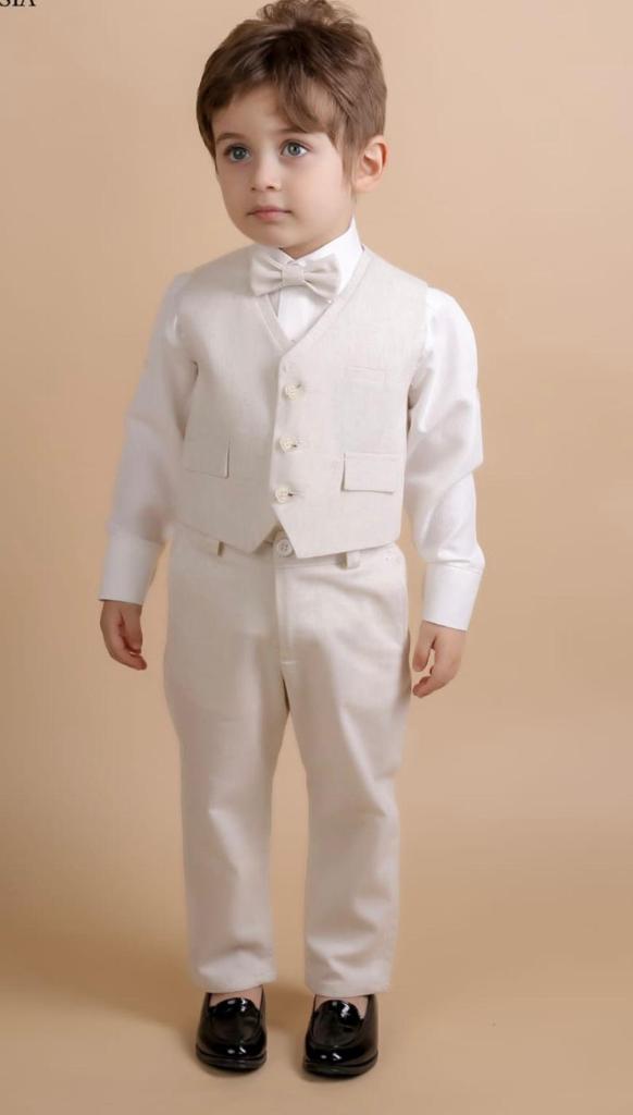 Noah - Ensemble de cérémonie beige gilet et pantalon de costume bébé