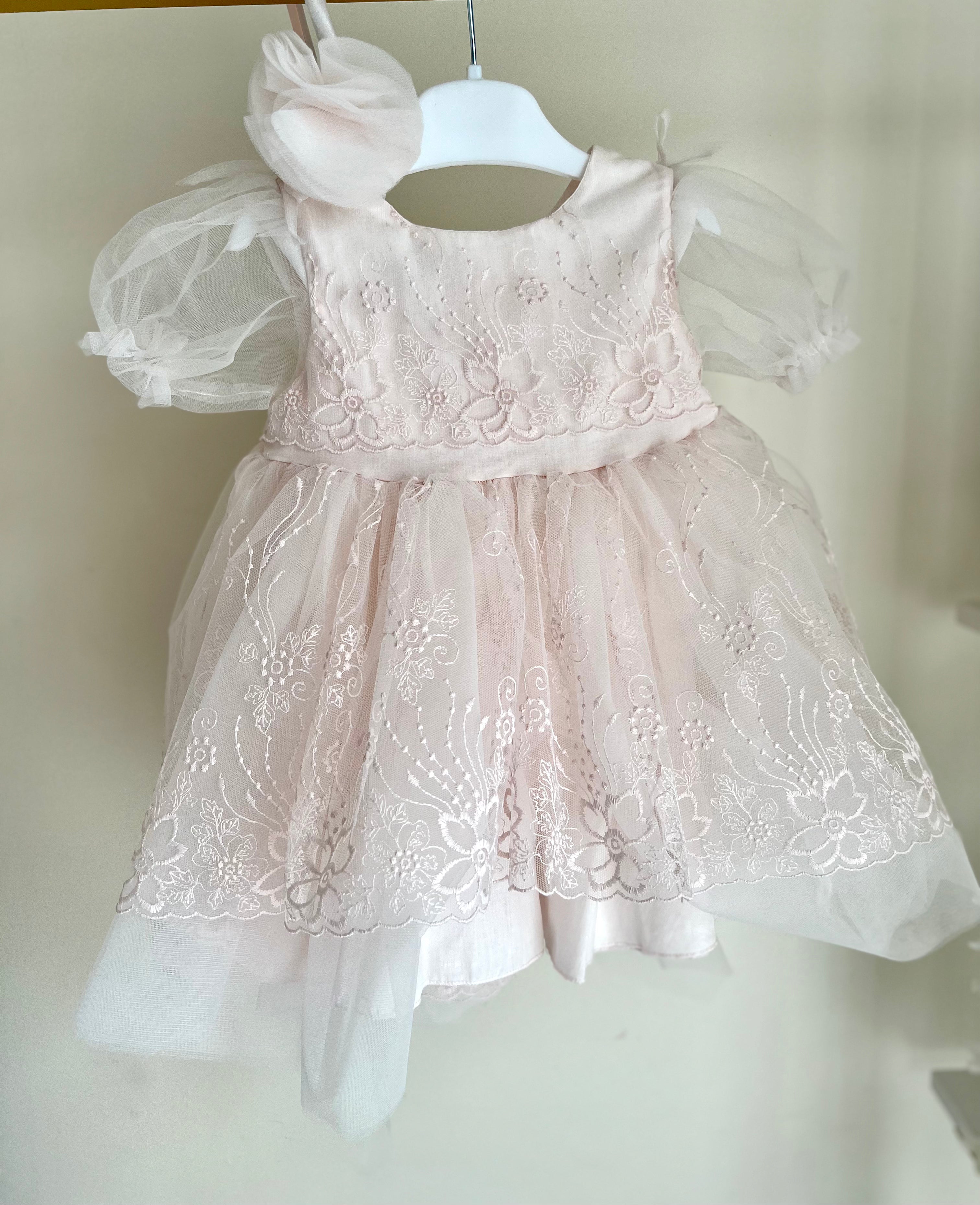 Robe bébé à dentelle rose