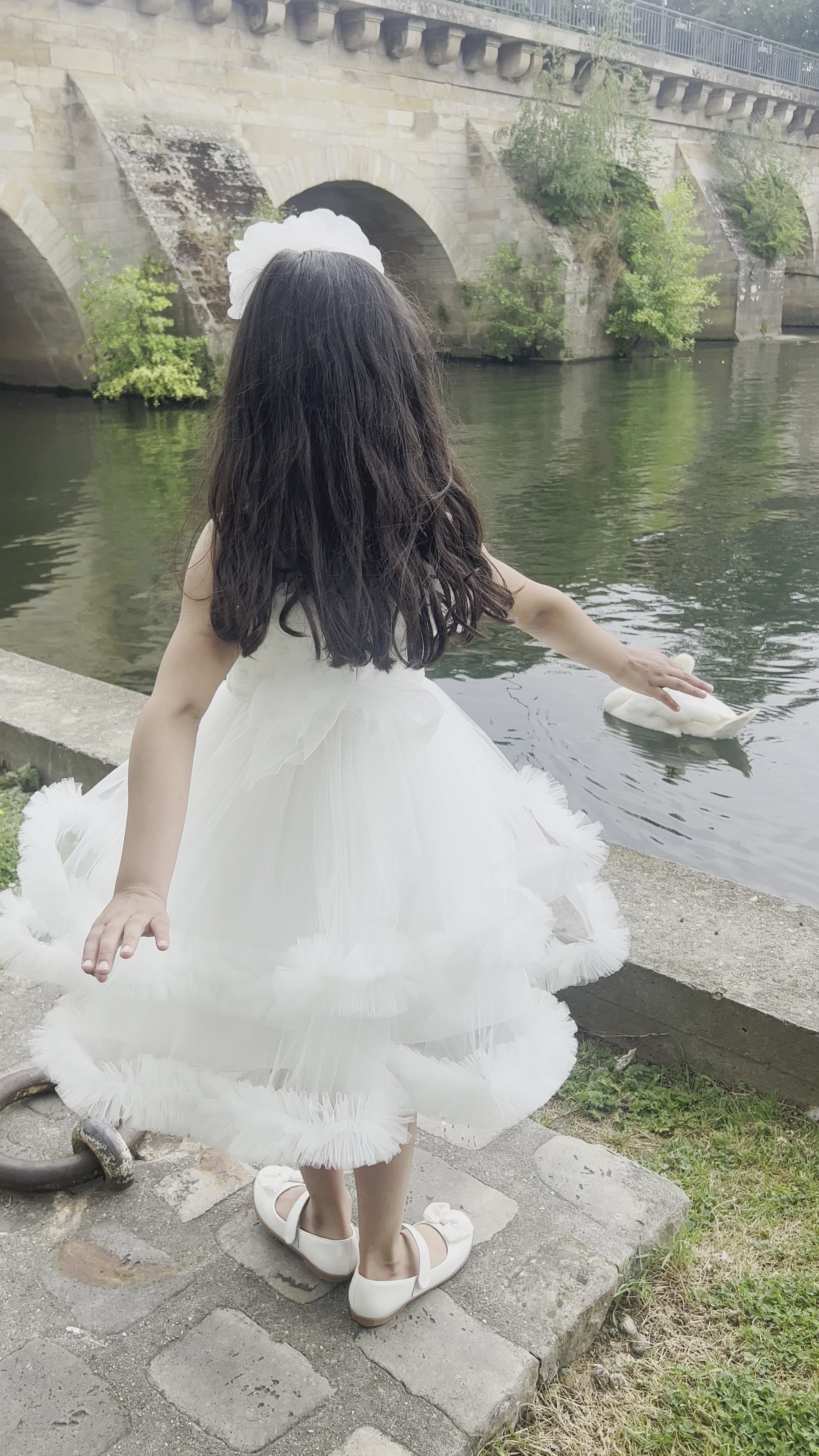 Alya - Robe de cérémonie blanche en tulle cancan
