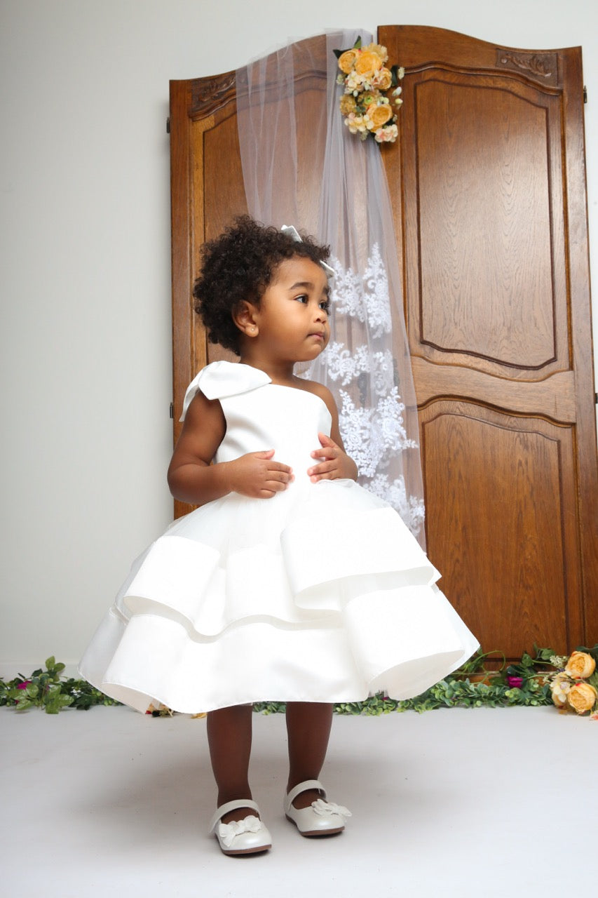 Aleyna - Robe de petite fille d'honneur en tulle blanche pour enfant