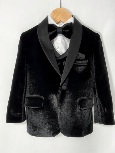 Leandro - Costume pour enfant 5 pièces en velours noir pour cérémonie