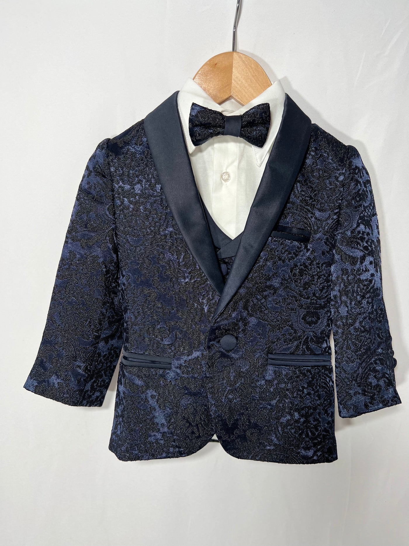 Maël - Costume enfant de cérémonie brocart bleu