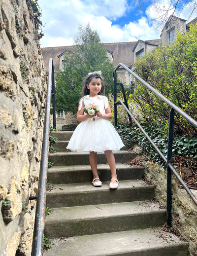 Alessia - Robe de cérémonie blanche en tulle pour mariage